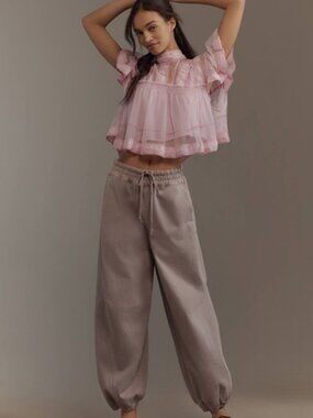 NWT Anthropologie Pilcro Mid-Rise Parachute Pants in Taupe - Size XS